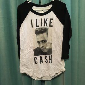 I Like Cash Johnny Cash baseball tee.